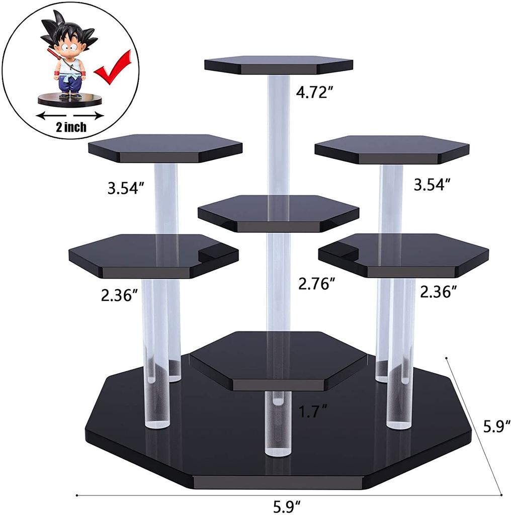 1-4 Tier Acrylic Display Stand for Action Figures,Cosmetic Rack Clay Doll Jewelry Cupcake Perfume for Corner Display Riser Shelf