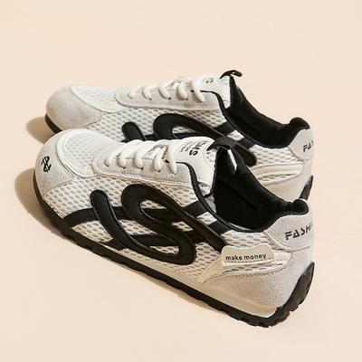 2025 Autumn New Thick-soled Forrest Gump Shoes Women's Black Popular Mesh Sports Jogging Shoes Casual Moral Training Dad Shoes
