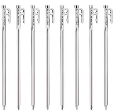 CAMPING MOON Series Power Hardened and Forged from Martensitic Stainless Steel Ideal for Hard R-30 Pegs, 420J, Ground, R-30-8P