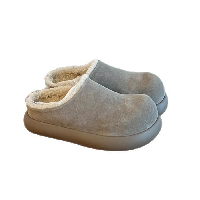 Cattle Cashmere Big Potato Birkenstocks Thick-soled Bag Head Half-towed Fluffy Slippers Women Wear Muller Slippers In Winter