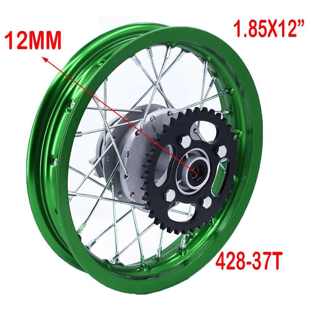Rear Drum Brake 1.60x12 Inch 1.85x12 Inch Aluminum Wheel Rims Circle Hub with Sprocket For Kayo CRF Dirt Pit Bike Motorcycle