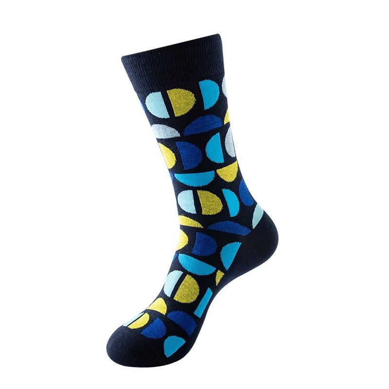 Hundreds Fashion Business Men 100% Cotton Happy Lattice Socks Unisex Boys Combed Hip Hop Street Skateboard Funny High Sox Set