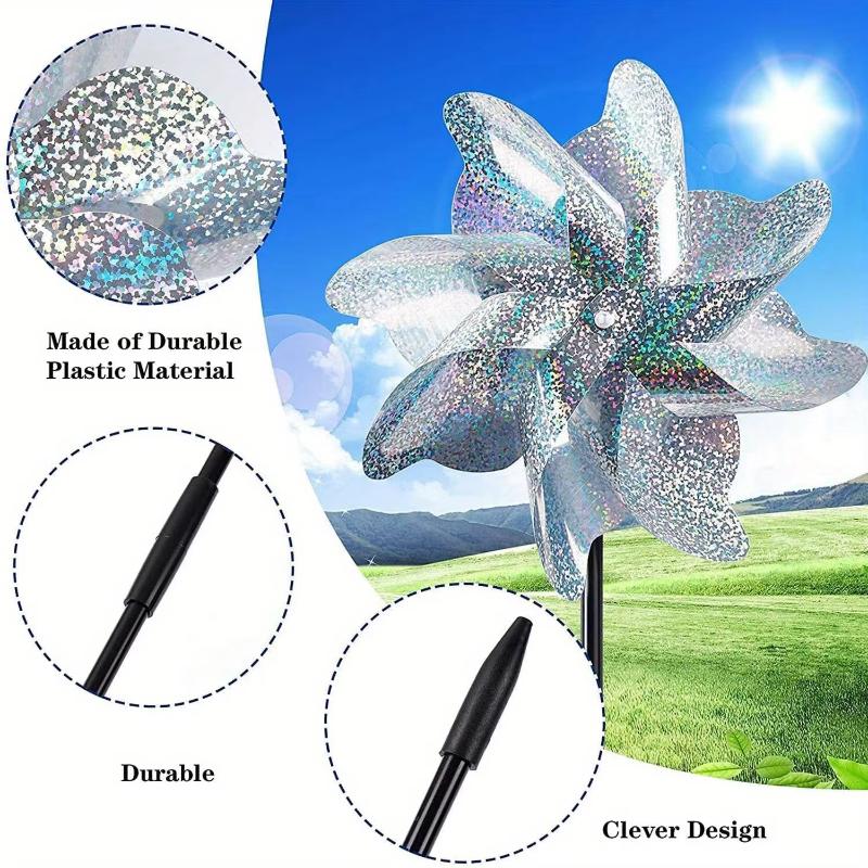 6pcs Shiny Windmill Garden Decor, Bird Protection for Yards, Farms and Balconies, for Vegetable Gardens and Outdoors