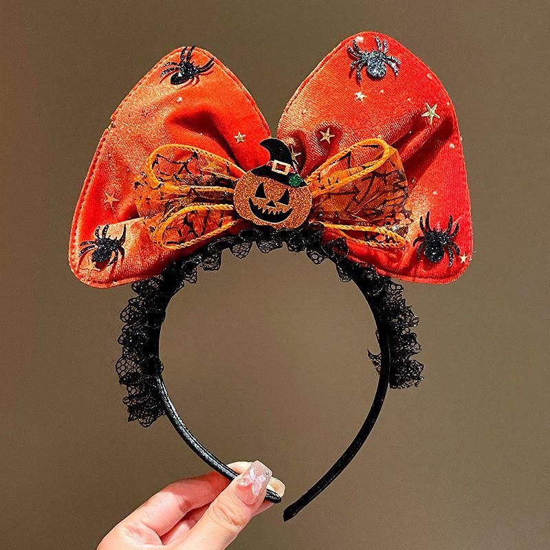 Halloween Witch Headband: Ghost Festival Dark Party Decoration with Skull, Pumpkin, and Funny Lace Bow Antlers Hair Accessories