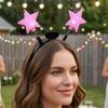 One-button Switch Hairband LED Star Headband with Spring, Light Up Wobble Hair Hoop Shape for Party Concert, Glowing Festival Prop Kids Adults,