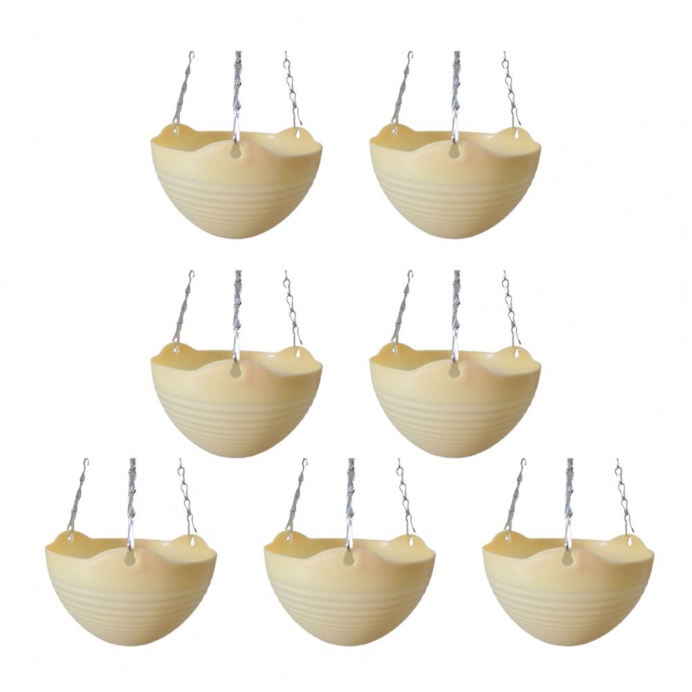 

Пластиковые подвесные кашпо Подвесные цветочные горшки 7 шт. Подвесные кашпо с дренажными отверстиями Металлическая цепочка Цветочные горшки для комнатных растений бежевый