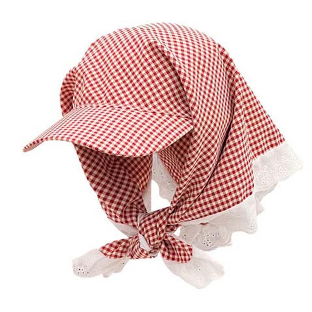 Driving Rural Style Headscarf Baseball Hat Plaid Cotton Triangle Headscarf Hat Soft Sunshade Scarf Peaked Cap Summer Outing