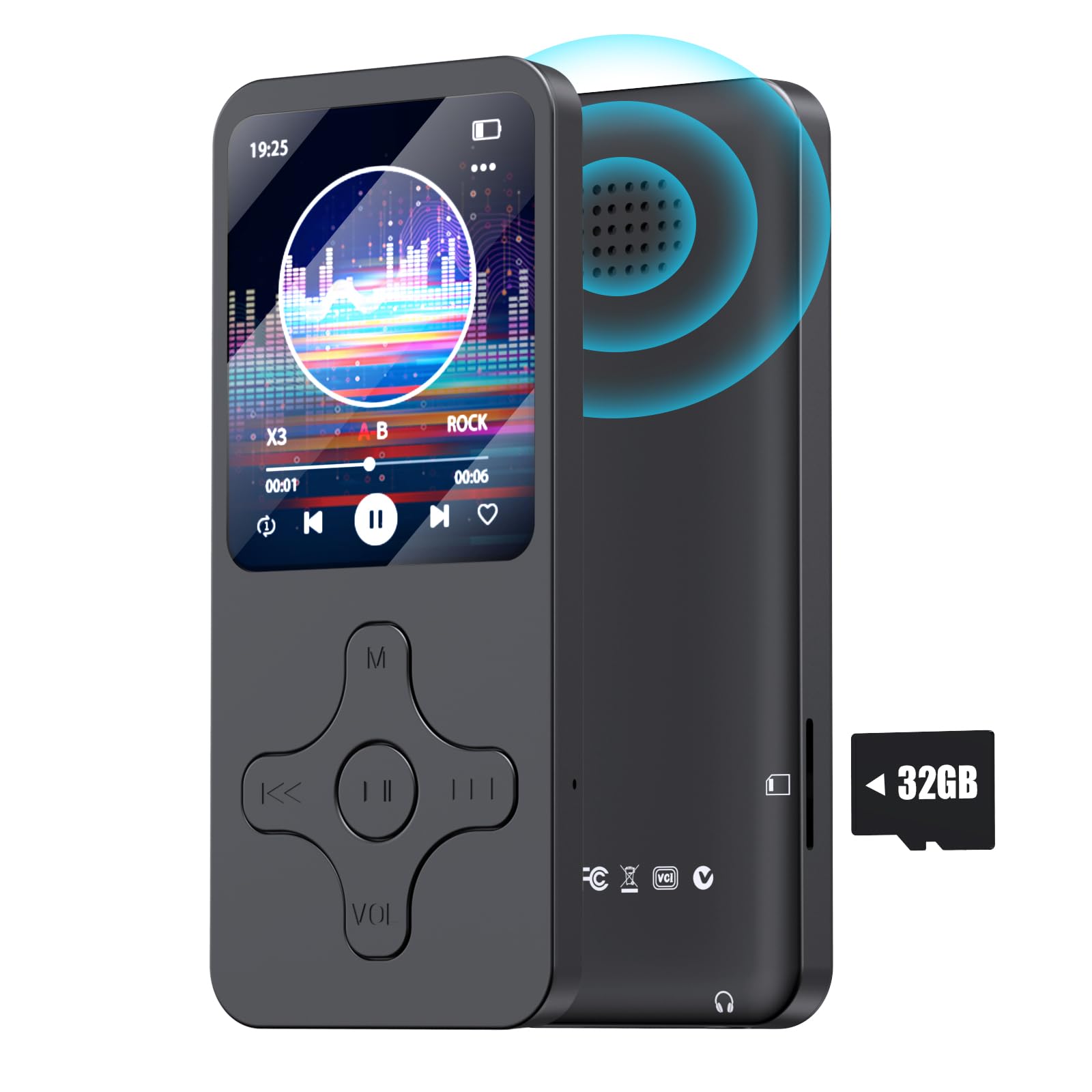 

MP3 Player 32GB Bluetooth Music Player Multifunctional Digital Audio Player Expandable up to 128GB HIFI Lossless Speaker Easy to Use FM Radio OTG