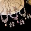 2 Pcs Inlaid Rhinestone Leaves and Flowers Jewelry Sets for Women New Luxury Elegant Earrings Light Luxury Necklaces Set