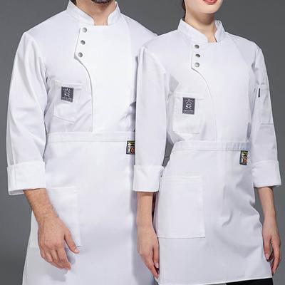 Kuchař Uniform Stojací límec Dvouřadý Dlouhý rukáv Unisex Měkký Prodyšný Tenký Nešpinící Košile Kuchařka Pekárna Diner Kuchyň Pracovní oděvy