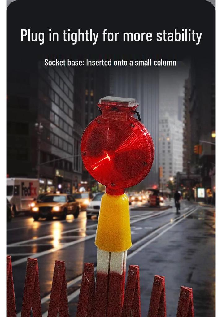 Solar Round Nighttime Strobe Warning Light for Road Construction