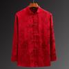 Nieuwjaar Chinese Traditionele Mannen Tang Pak Shirt Stand Kraag Lange Mouw Draak Print Shirt Zakken Ontwerp Tai Chi Tops