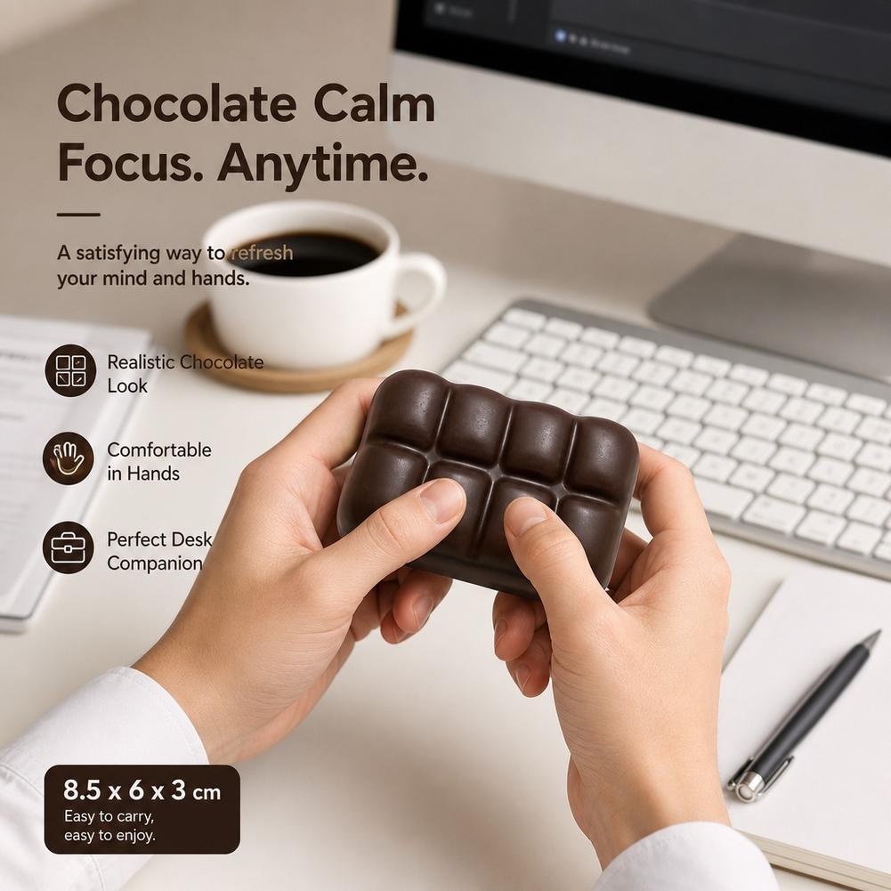 Crispy Chocolate Squishy Fidget Toy Irreversible Crunchy Squeeze Toy Realistic Chocolate Bar Stress Relief Sensory Toy