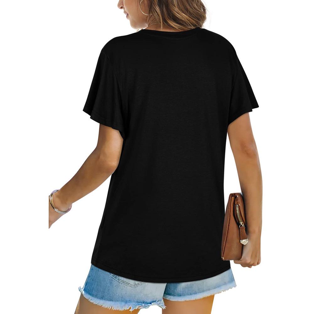 European & American Women's Solid Color Twist Short Sleeve Round Neck T-Shirt