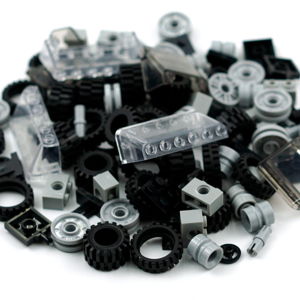 Technical Parts Set MOC Expansion Compatible with Classic Block Vehicle Parts 102-piece - Gears, Axles, Tires, Parts,