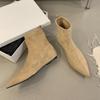 Pointed short boots Women's winter suede elastic inner height increase Pointed thin boots Small wedge heel boots Short boots