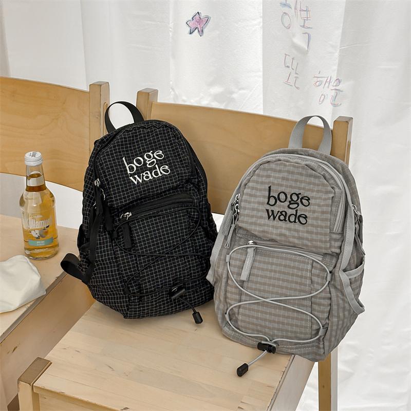 Plaid Women's Backpack Large Capacity Student Schoolbag