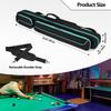 GOBUROS Cue Case, Holds 2 Butts and 2 Shafts, Billiard Cue Case, Pool Cue Bag, 1/2 Billiard Cue Bag (Green Zipper)