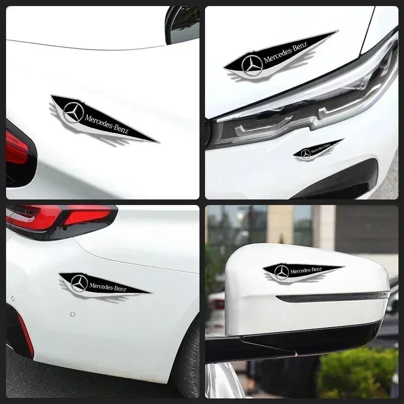 4Pcs Styling Decorative Decals Car Stickers Accessories For Mercedes Benz AMG W204 W205 W203 W211 W212 W213 W201 W210 W124 W126
