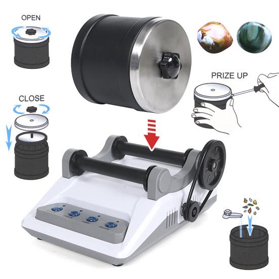 Yousheng Electric Stone Polisher Kit with Natural Stone Grinding Powder Accessories DIY Kids Adults Detachable Rock Tumbler Machine Toddlers STEM Toy