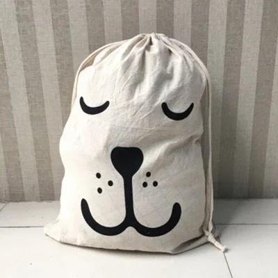 

Large Cotton and Linen Laundry Bag, Toy Sack Storage Bag, Printing Fabric, Drawstring Duffle Bag, Dirty Clothes Organizer Bags