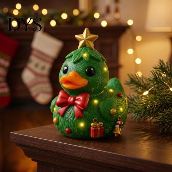 Holiday Home Ornament Set Christmas Duck Figurine, Resin Sculpture for Decor, Cute Desk Decor Desktop Ornaments with Festive Elements Indoor