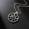Collier Pendentif Boussole Nautique Rotatif avec Chaîne à Maillons Carrés