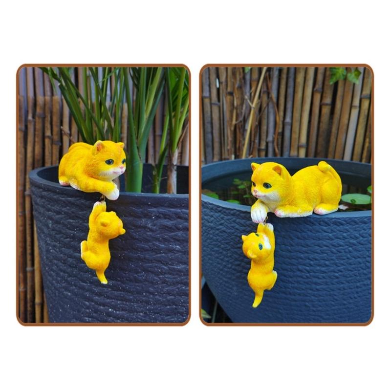 Colorful Mother Kitten Cats Sculpture Resin Hanging Piece Decoration for Outdoor Home Garden and Indoor Space