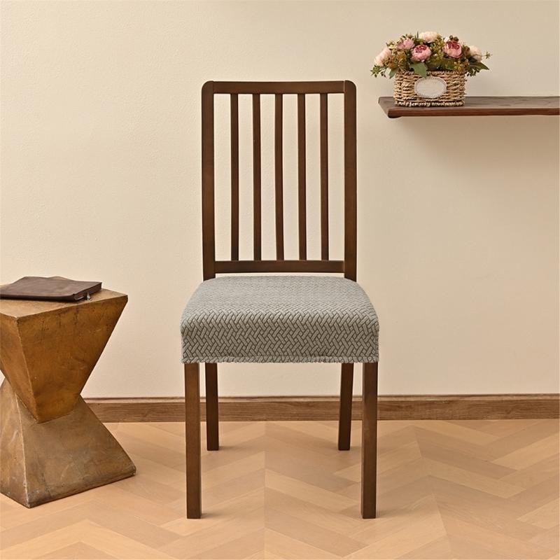 Pack of 4 Dining Chair Seat Covers with Double Elastic Band for Secures Fit Striped Check Design Enhancing Home Decors