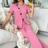 Breathable Long Sleeve Two-Piece Pajama Set for Women – Casual Fashion, Wearable Outside