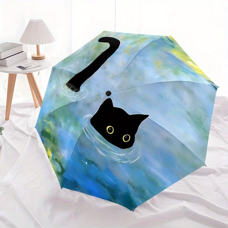 

1pc Cat Water Automatic Open 8-Rib Windproof Umbrella, Travel & Commuting, Suitable for All Seasons