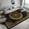 Luxury Black Gold Greek Key Print Carpet Plush Flannel Rug Living Room Bedroom Home Decor Area Rug Non Slip Floor Mat