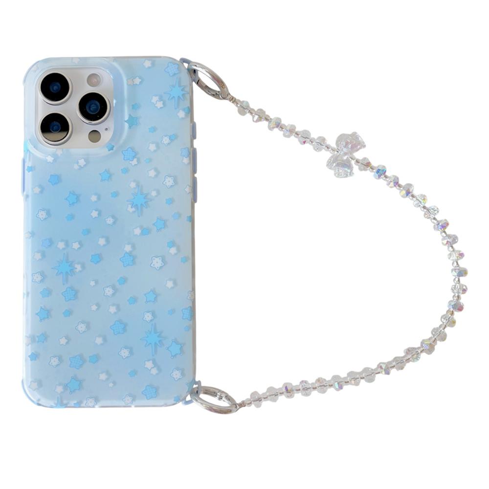 For iPhone 16 Pro Case IMD Star Design TPU Phone Cover with Beaded Strap