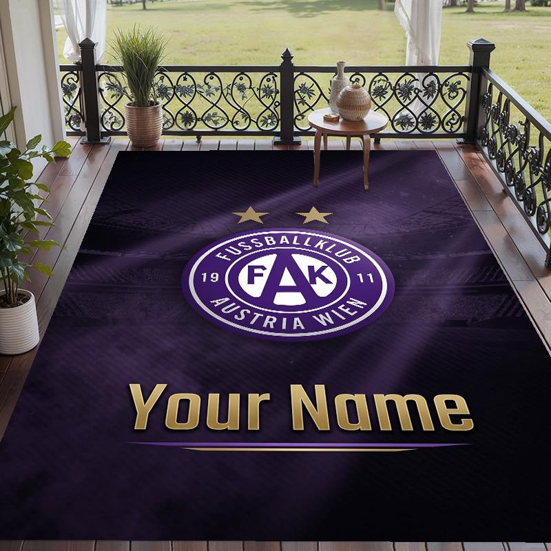 Custom Text Printed Rug Austria Wien FC Non Slip Floor Carpet For Home Room Decor
