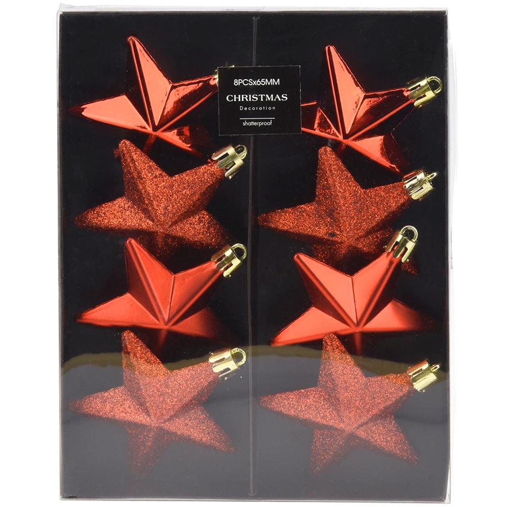 8x Bombki Choinkowe Świąteczne Nietłukące Czerwone Zestaw Bombek Choinka