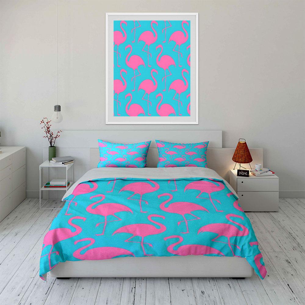 Pink Flamingo Design Home Set Exquisite Three-Piece Bedding Set Gift For Kids And Adults