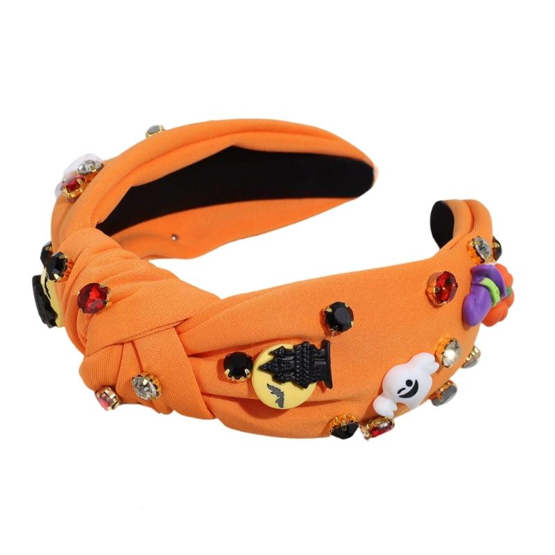 Soft Fabric Halloween Headpiece Pumpkin Witch Bat Theme For Multi Role Costume Transformations Cosplay Headband