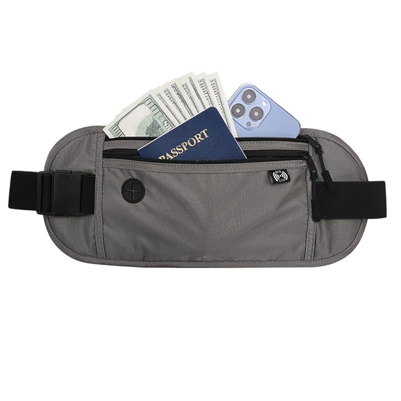 

[Cedar Eight] security pouch Anti-theft Thin passport case overseas travel Skimming prevention waist pouch (gray)