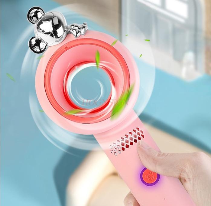 Fan Blowing Bubble Machine Children'S Toys Handheld Electric Portable 2-In-1 Cooling