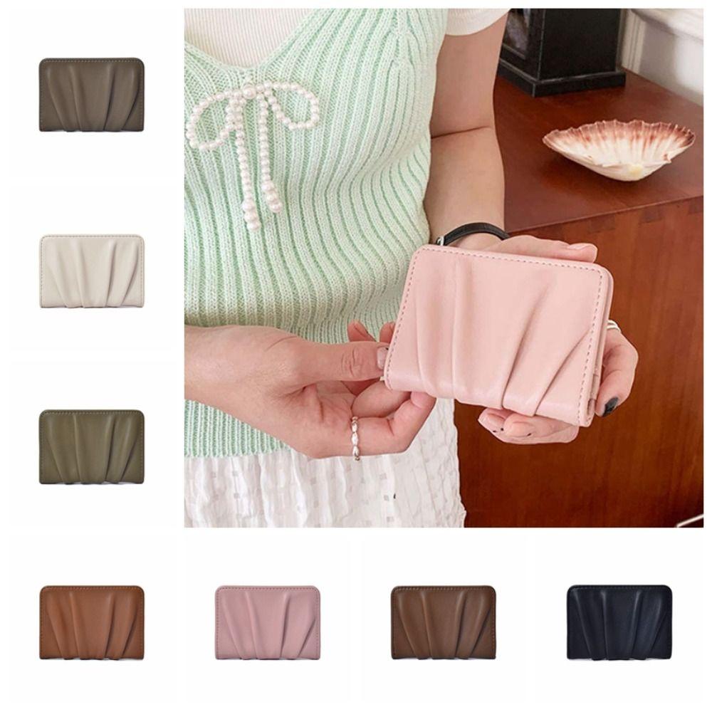 Korean Style Simplified Purse Sewn Mini Coin Pouch Button Short Small Bag Daily