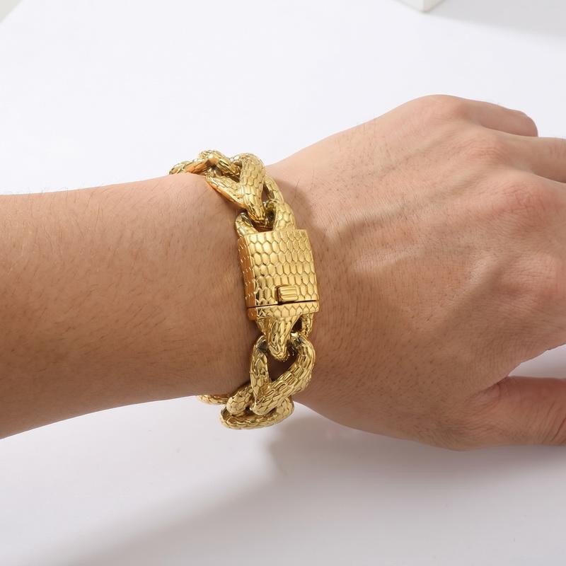 Men's Bracelets 18MM Width Snake Link Cuban Chain Bracelet for Man Punk Rock 316L Stainless Steel Jewelry Male Birthday Gifts
