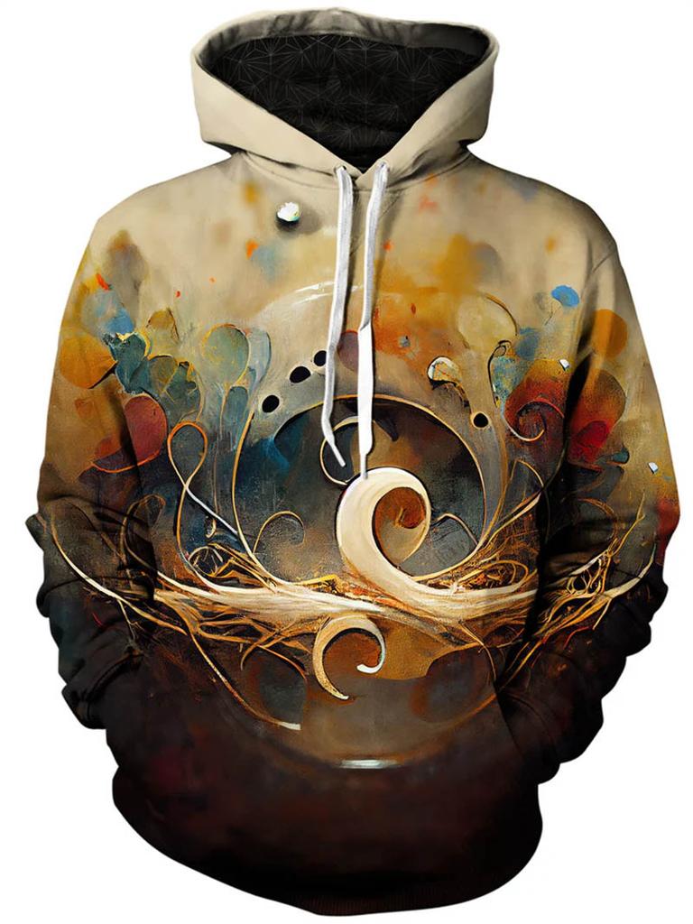 "Fantasy Dreamscape" 3D Tree-Print Hoodie – Men’s Casual Athletic Sweatshirt/Pullover, Fleece-Lined and Thickened for Autumn/Winter