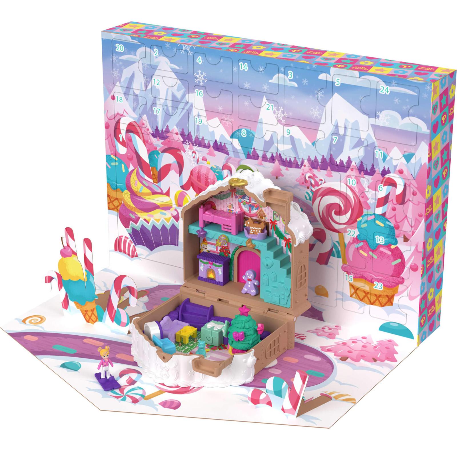 

Pocket Doll And Advent Calendar Playset, DIY Gingerbread House With Dollhouse Furniture, And 24+ Festive Accessories One Size
