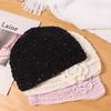 Hollow Crochet Flower Hat Glitter Sequin Knitted Hat Cute Weave Cap  Apparel Accessories