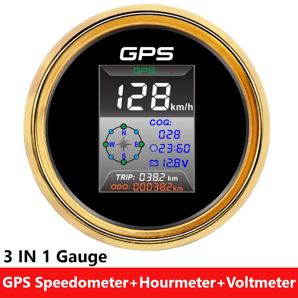 Ized 85mm 3 In 1 Gauge GPS Speedometer + Clock Hourmeter+Voltmeter Digital TFT Screen Speed Meter For Marine Auto Car Boat