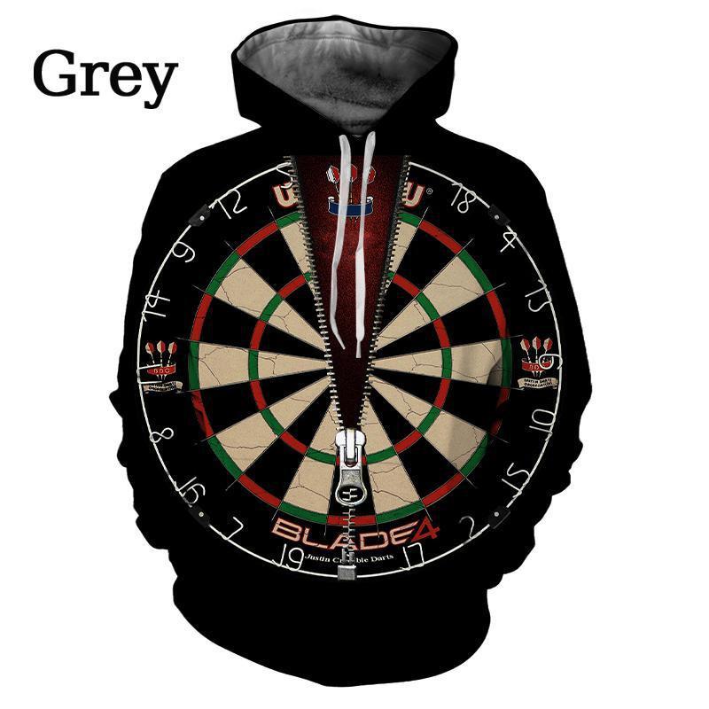 Flying Dart Motif Art Series Print Hoodie for Men, Burnt Target Pattern and Sport Vibe Art Full Graphic Loose Pullover, Fit for Game Club Meetups