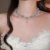 Korean Style Rhinestone Flower & Pearl Necklace: Elegant, Fashionable Clavicle Chain for Women 