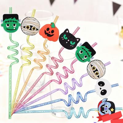 6ks slamka opakovane použiteľná kreslená špirálová slamka Detská narodeninová oslava Dekorácie Potreby Slamky na džús Darčeky na párty
