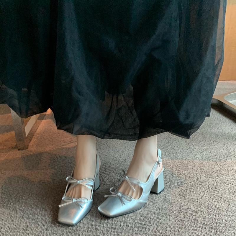 

Женские туфли Мэри Джейн на высоком толстом каблуке с ремешком на пятке, регулируемые сандалии с пряжкой на щиколотке, туфли-лодочки в стиле ретро для отдыха, работы и отдыха 40 серебряный