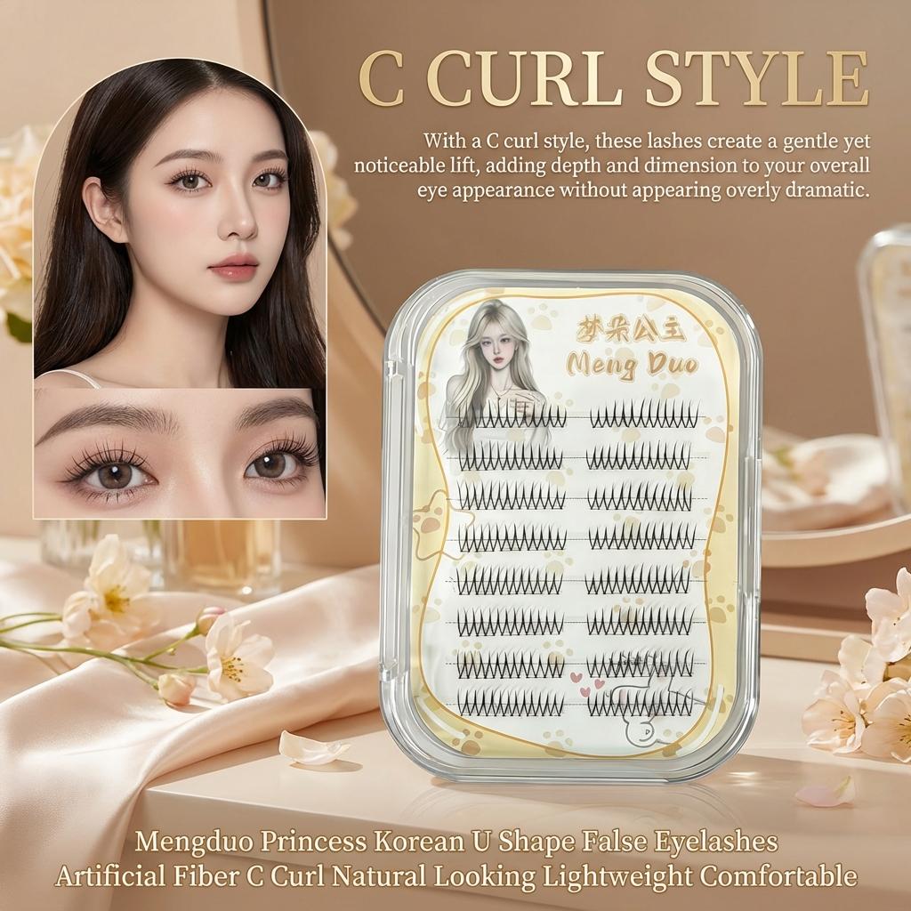 Korean U Shape False Eyelashes Artificial Fiber C Curl Natural Looking Eyelash Extensions for Woman MD 100 8